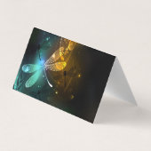 Groene lichtgevende libelvlucht visitekaartje (Achterkant)