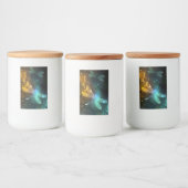 Groene lichtgevende libelvlucht voedselcontainer etiket (Flessen)