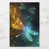 Groene lichtgevende libelvlucht voedselcontainer etiket (Enkel label)