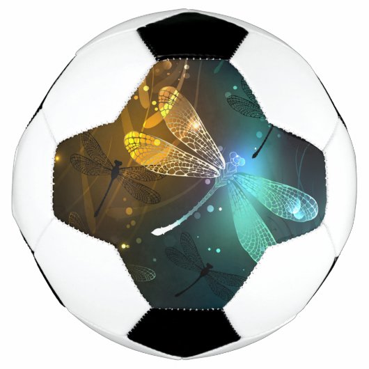 Groene lichtgevende libelvlucht voetbal (Voorkant)