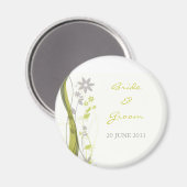 Groene & lichtgrijze bloemencharm magneet (Voorkant / Achterkant)