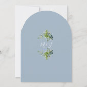 Groene Lichtjes Monogram Stof Blauw Bruiloft Kaart (Achterkant)