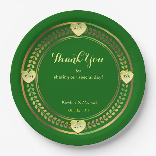 Groene Liefde Bruiloften Papier Feest Evenementen  Papieren Bordje (Voorkant)