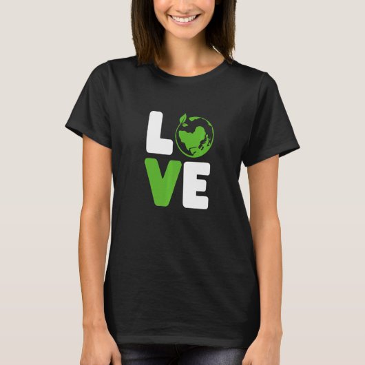 Groene Liefde De Aarde Wereld Liefde Man Vrouwen T-shirt (Voorkant)