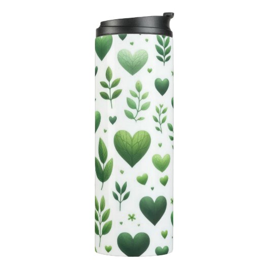 GROENE LIEFDE VALENTIJN HARTEN & BLADEREN THERMOSBEKER (Gedraaid links)