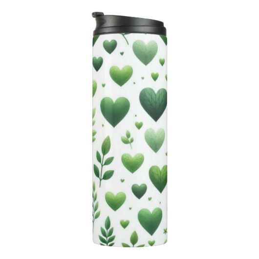 GROENE LIEFDE VALENTIJN HARTEN & BLADEREN THERMOSBEKER (Geroteerd rechts)