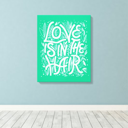 Groene liefde zit in de lucht canvas afdruk (Insitu (Houten vloer))