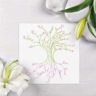 Groene Liefdesboom van Leven Licht Elegant Modern  Bedankkaart
