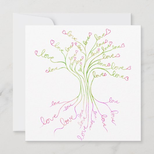 Groene Liefdesboom van Leven Licht Elegant Modern Bedankkaart (Voorkant)