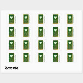 groene liefdeshart, op de dag van de bruiloft vierkante sticker (Vel)