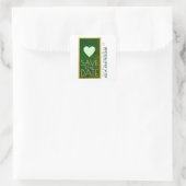 groene liefdeshart, op de dag van de bruiloft vierkante sticker (Tas)