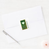 groene liefdeshart, op de dag van de bruiloft vierkante sticker (Envelop)