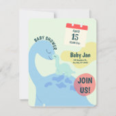 Groene Lieve Dinosaur Baby Shower Uitnodiging  (Voorkant)
