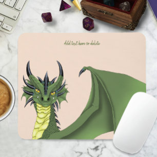 Groene Lieve Draak Portret Perzik Fantasie Muismat