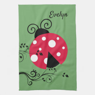 Groene Lieveheersbeestje Keukenhanddoek