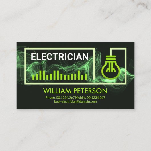 Groene Lightning Wire Lijst Electricia-contractant Visitekaartje (Voorkant)