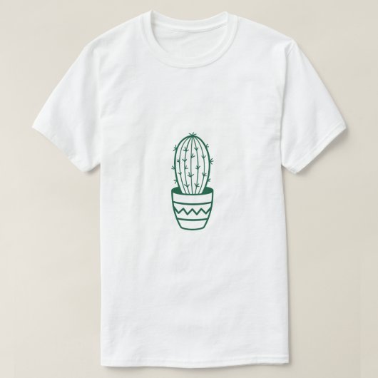 Groene Lijn Kunst Cactus Grafisch Wit T-shirt (Design voorkant)