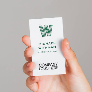 GROENE LIJN MONOGRAM BEDRIJFSLOGO QR CODE VISITEKAARTJE