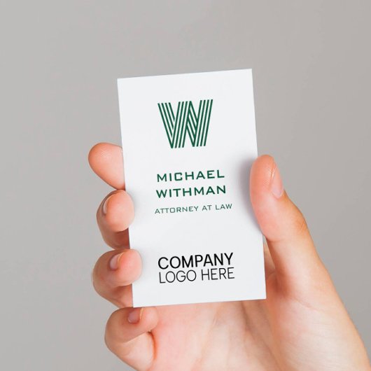 GROENE LIJN MONOGRAM BEDRIJFSLOGO QR CODE VISITEKAARTJE