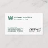 GROENE LIJN MONOGRAM ZAKENLOGO PROFESSIONEEL VISITEKAARTJE (Voorkant)