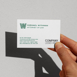 GROENE LIJN MONOGRAM  ZAKENLOGO PROFESSIONEEL VISITEKAARTJE