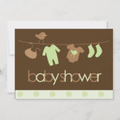 Groene lijn Neutraal Baby shower Kaart (Voorkant)
