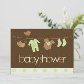 Groene lijn Neutraal Baby shower Kaart (Staand voorkant)