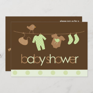 Groene lijn Neutraal Baby shower Kaart
