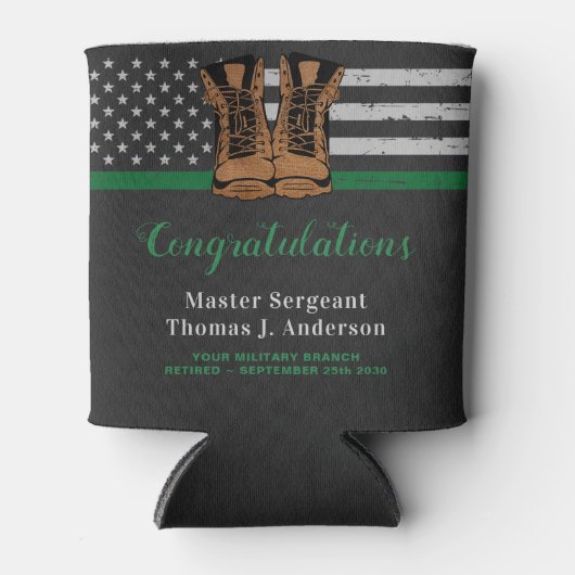 Groene lijn van de lederen van de militaire aftred blikjeskoeler (Voorkant)