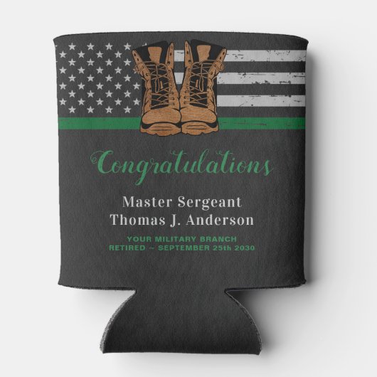 Groene lijn van de lederen van de militaire aftred blikjeskoeler (Achterkant)