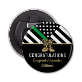 Groene lijn van militaire aflossing Vlag Patriotti Button Flesopener (Voorkant)