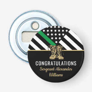 Groene lijn van militaire aflossing Vlag Patriotti Button Flesopener