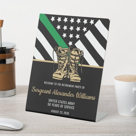 Groene lijn van militaire aflossing Vlag Patriotti Reclamebord Met Voetstuk (Insitu)