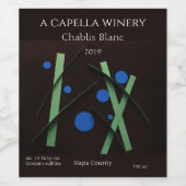 Groene lijnen, blauwe stippen wijn etiket (Enkel label)