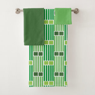 Groene Lijnen en Boxes de Reeks van de Dekhanddoek Bad Handdoek