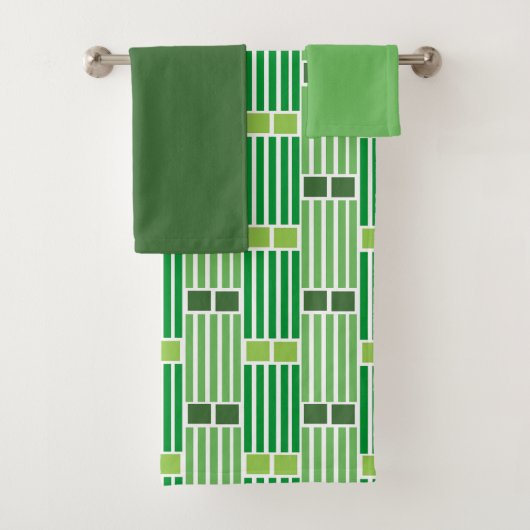 Groene Lijnen en Boxes de Reeks van de Dekhanddoek Bad Handdoek (Insitu)
