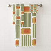 Groene lijnen en dozen bad handdoek (Insitu)