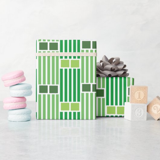 Groene lijnen en dozen cadeaupapier (Baby Shower)