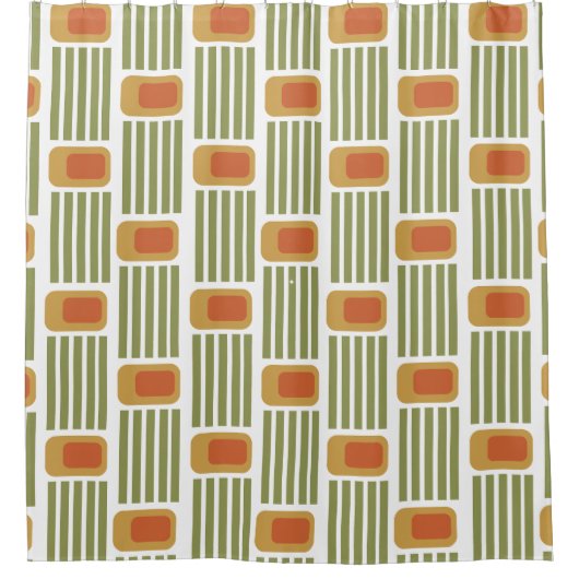 Groene lijnen en dozen douchegordijn (Voorkant)
