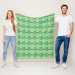 Groene lijnen en dozen fleece deken