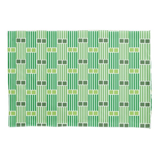 Groene lijnen en dozen kussensloop (Voorkant)