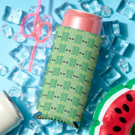 Groene lijnen en dozen seltzer blikjeskoeler