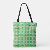 Groene lijnen en dozen tote bag (Achterkant)