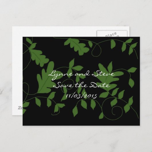 Groene lijnen op zwart sparen de Datum Aankondigingskaart (Voorkant / Achterkant)