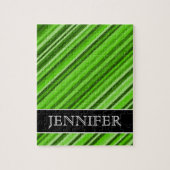 Groene lijnen/strips Patroon + aangepaste naam Puz Legpuzzel (Verticaal)
