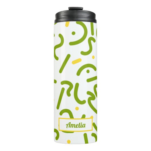 Groene Lijnen Thermokop Thermosbeker (Voorkant)