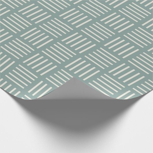 Groene lijnen vierkant cadeaupapier (Hoek)