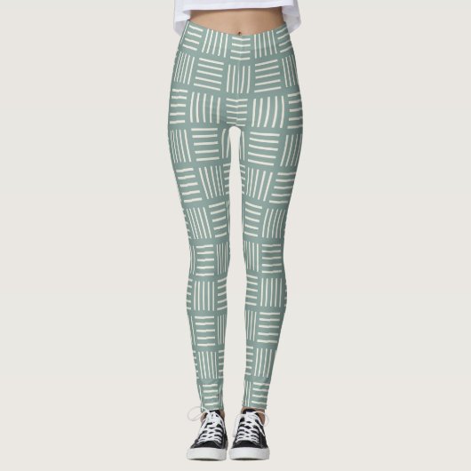 Groene lijnen vierkant leggings (Voorkant)