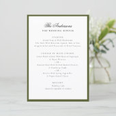 Groene lijst kalligrafie naam aangepast trouwdiner menu (Staand voorkant)