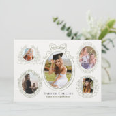 Groene Lijsten & Botanische Accents Cream Afstuder Kaart (Staand voorkant)